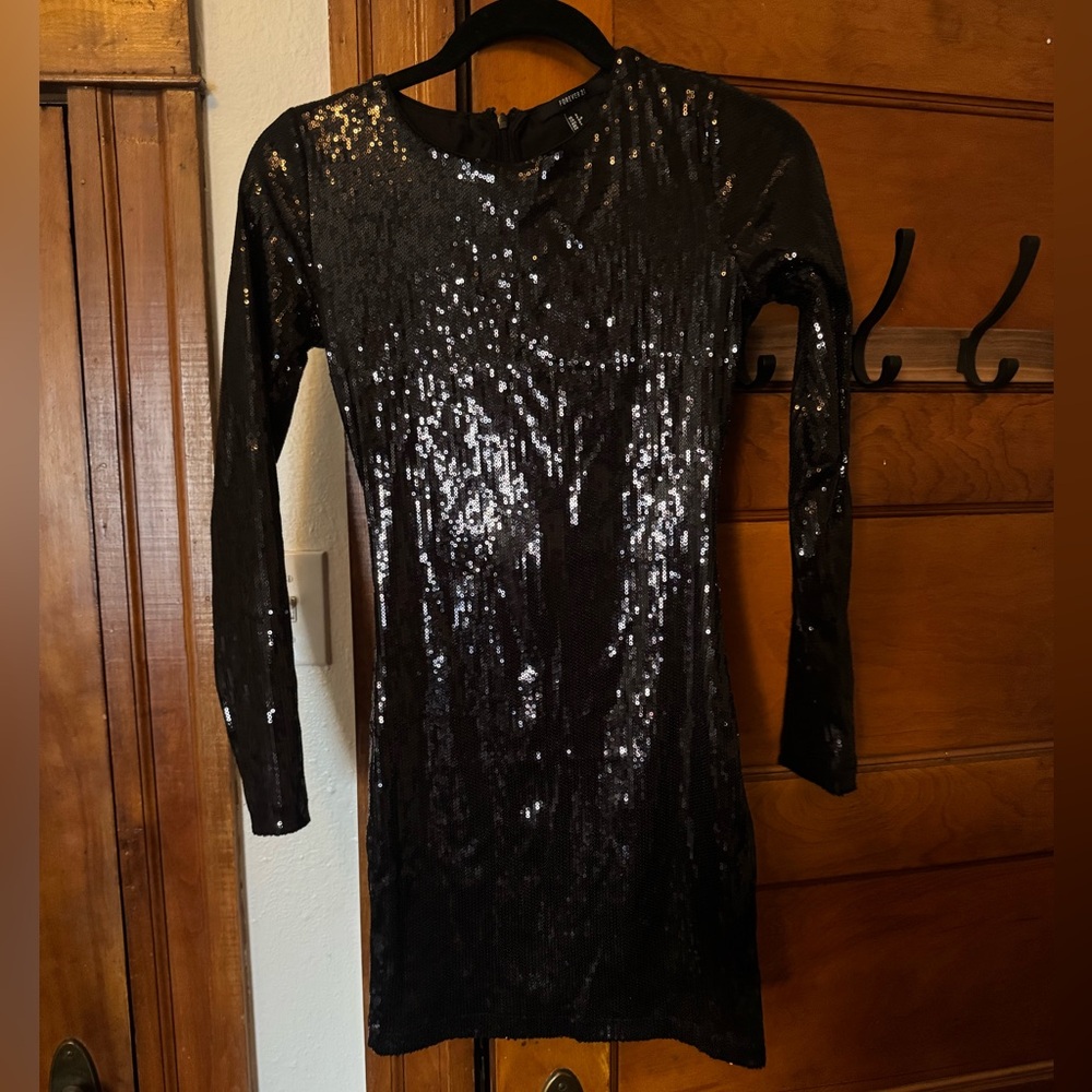 Forever 21 Black Sequin Dress Size Small New Years Holidays Party Vegas Dress